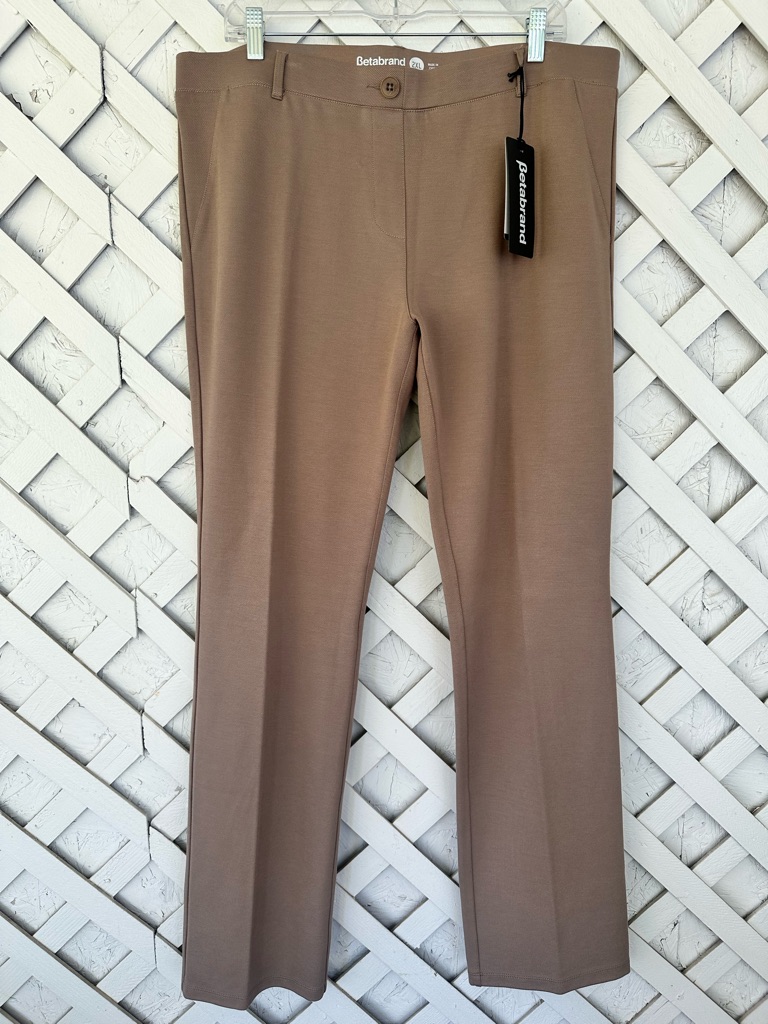 Nwt Betabrand Straight Leg Classic Yoga Pant Dress Pant Size 2xl Tan
